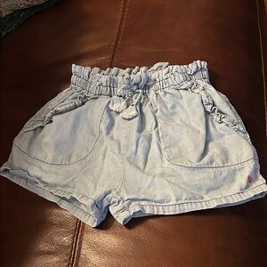 Pink Chicken Light Blue Kids Ruffled Shorts
